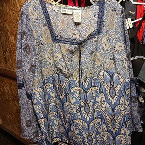 Blue and white blouse